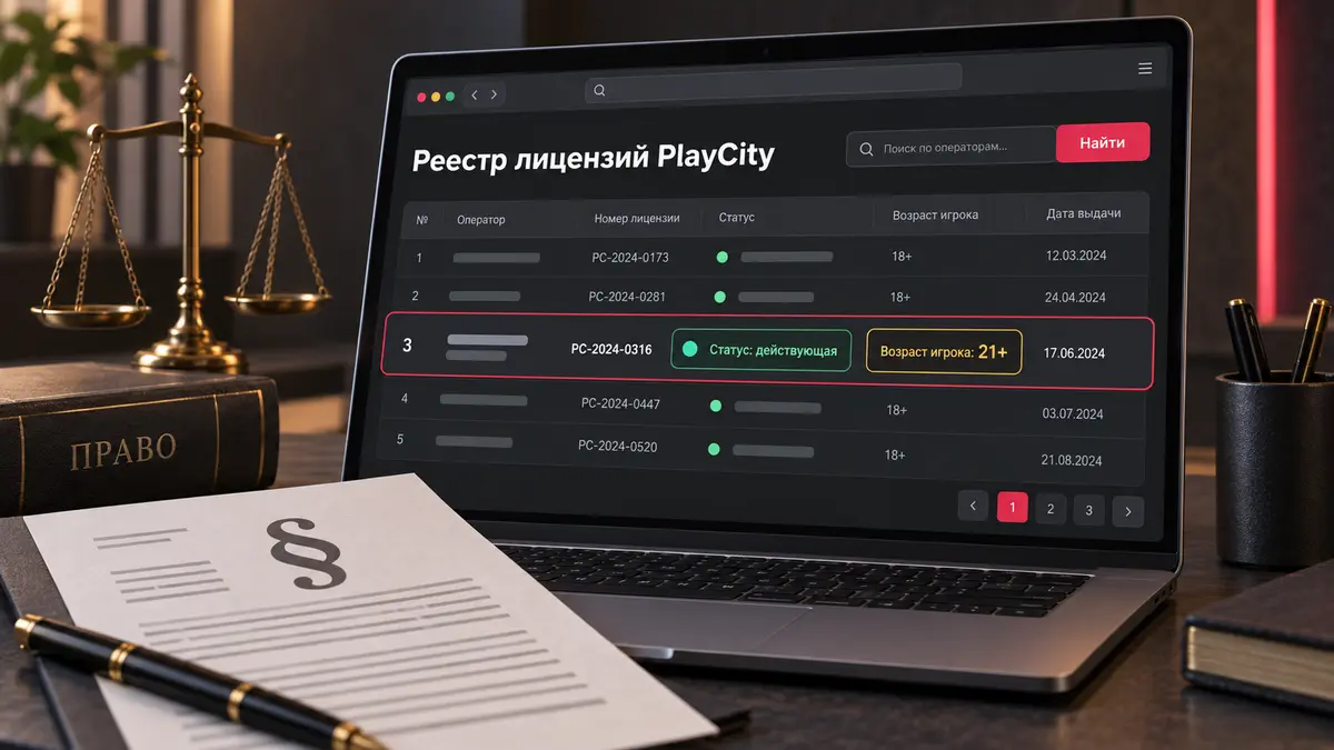 Реестр лицензий PlayCity с открытой записью оператора
