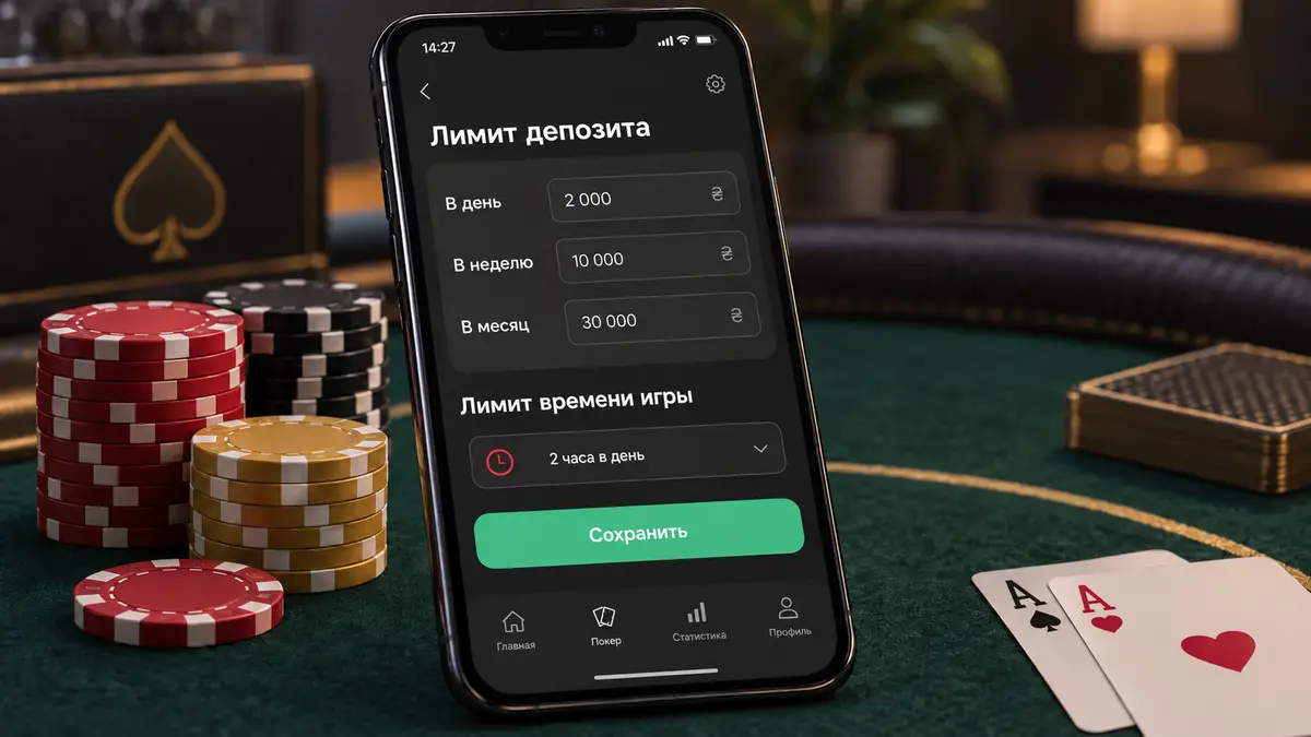 Форма установки лимитов депозита и времени в кабинете игрока