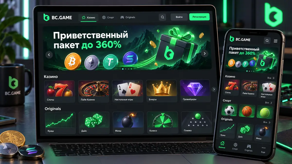 Главная страница крипто казино BC.Game