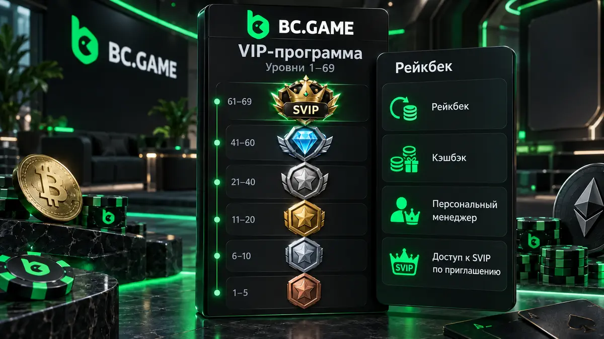 Уровни VIP-программы и ставка рейкбека