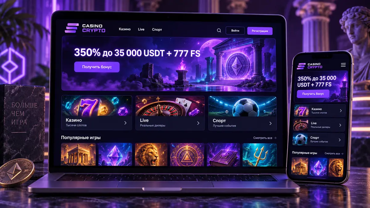 Главная страница крипто казино CasinoCrypto