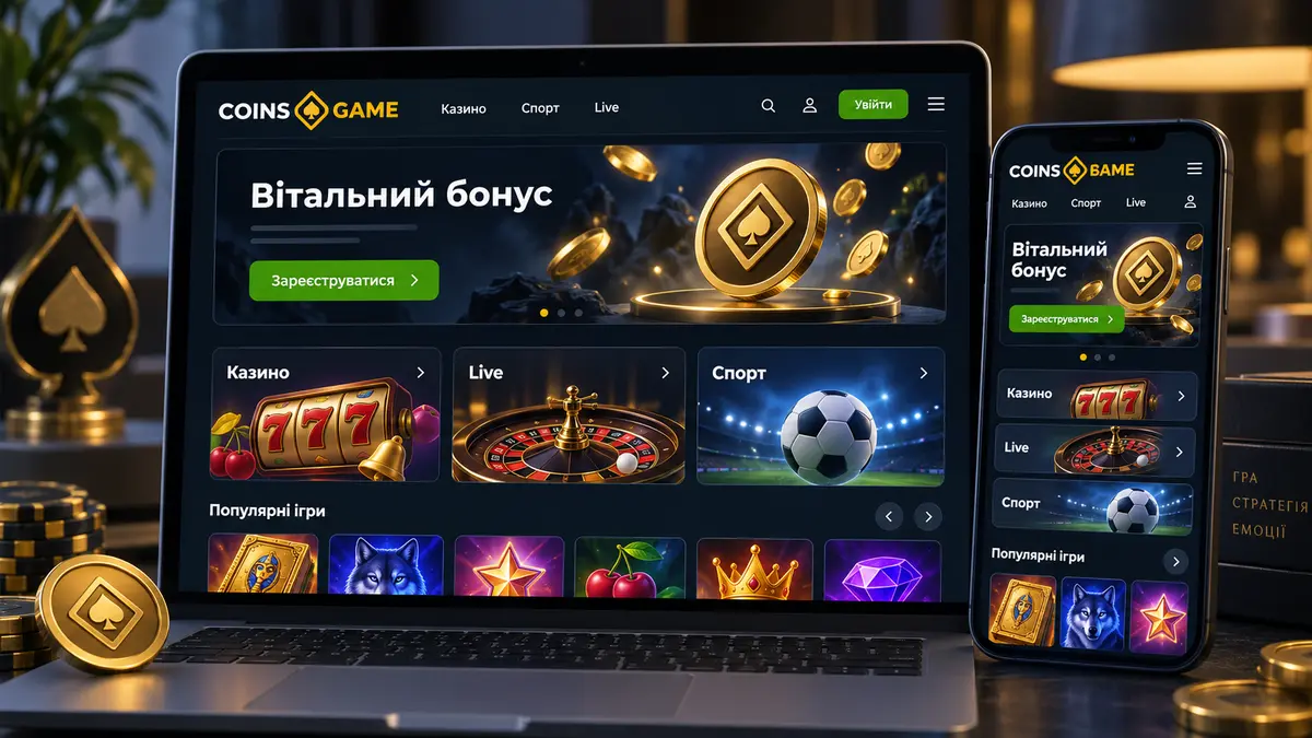 Головна сторінка казино Coins Game