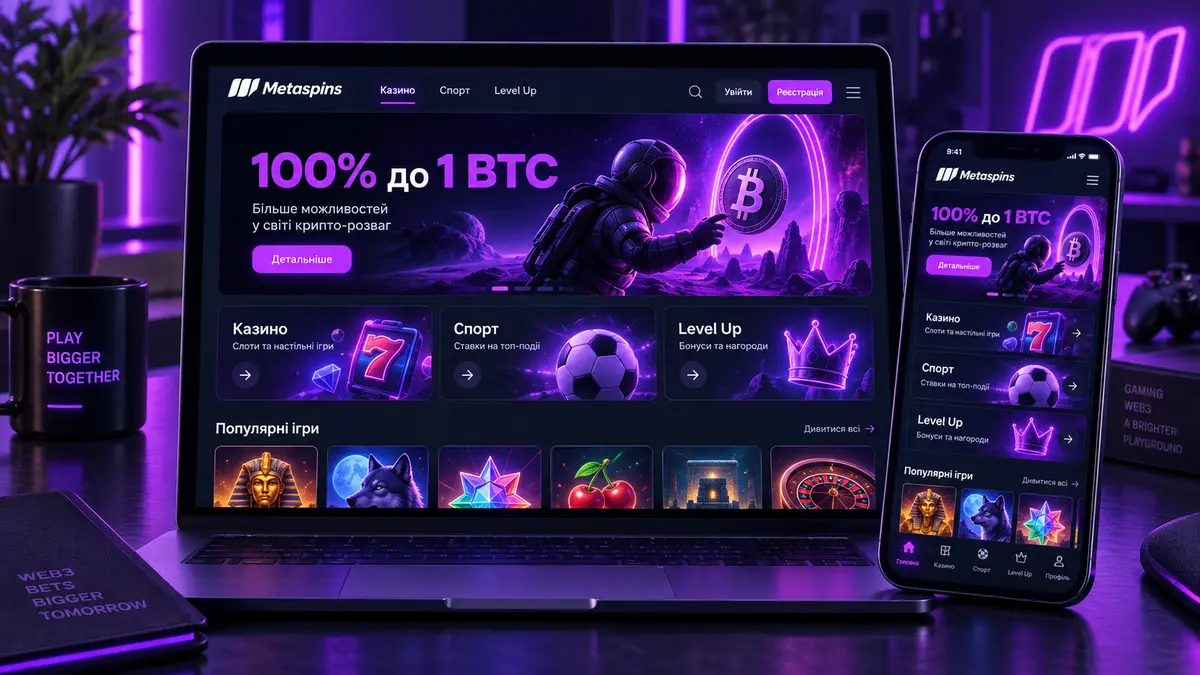 Головна сторінка крипто казино Metaspins
