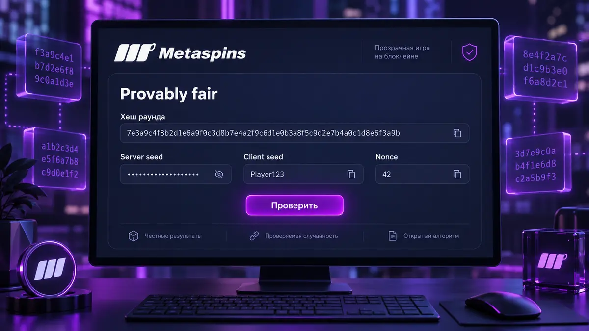 Интерфейс provably fair с хешем раунда