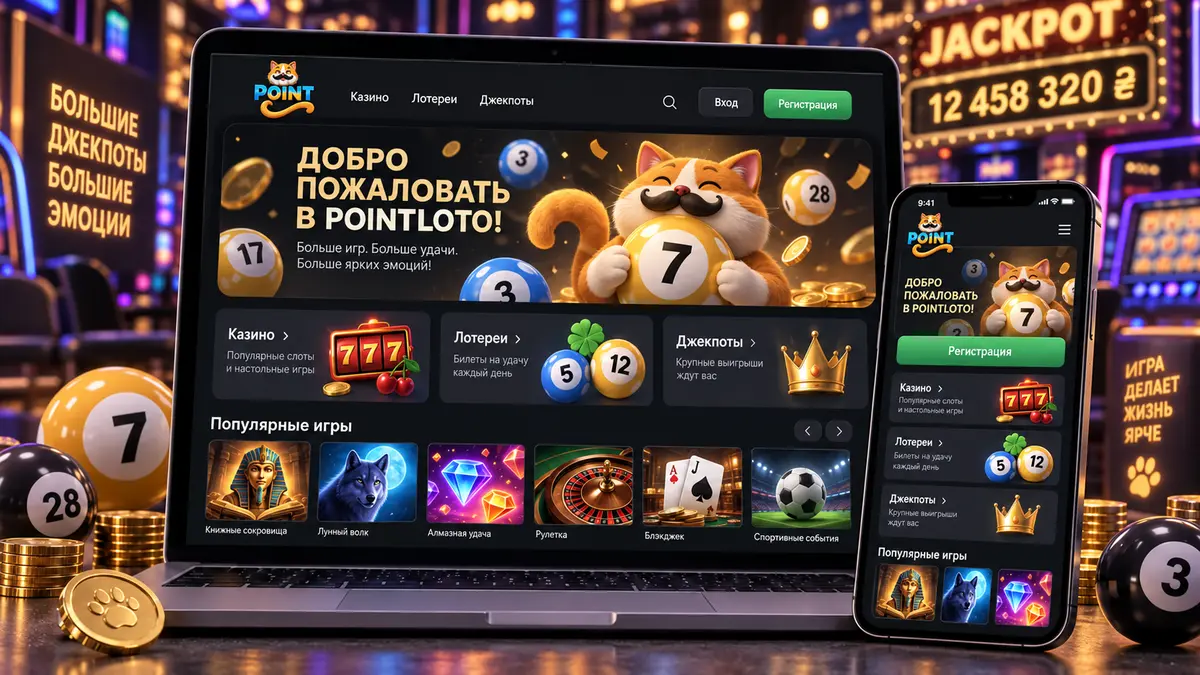 Главная страница казино PointLoto на русском языке