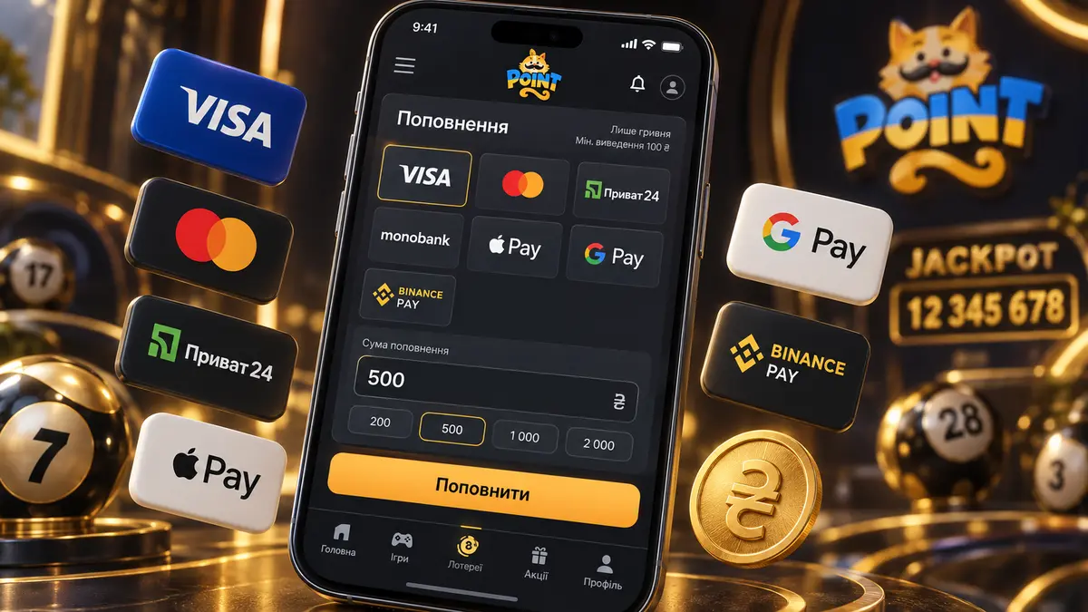 Каса PointLoto з гривневими методами поповнення