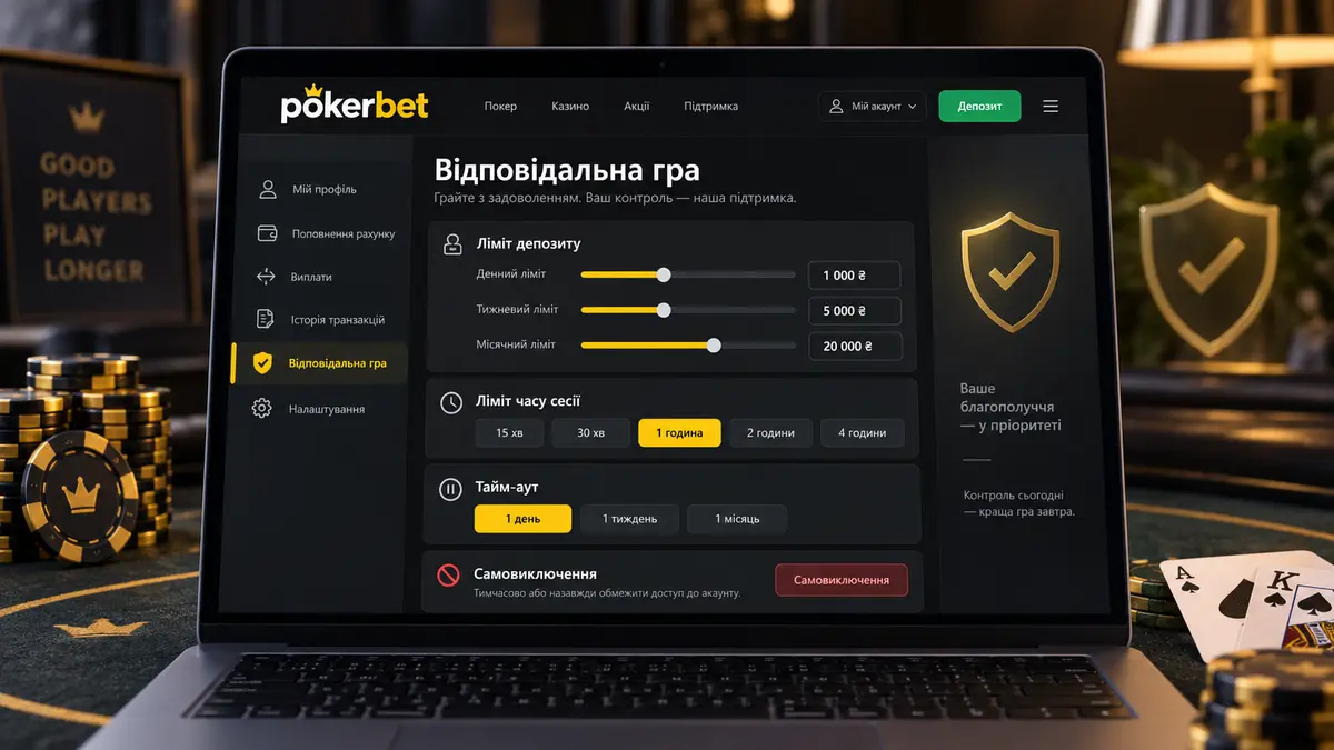 Розділ лімітів і самообмеження в кабінеті гравця