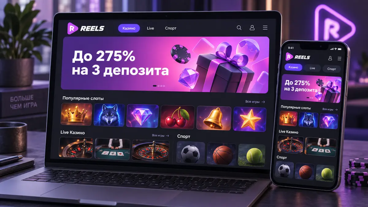 Главная страница крипто казино Reels.io