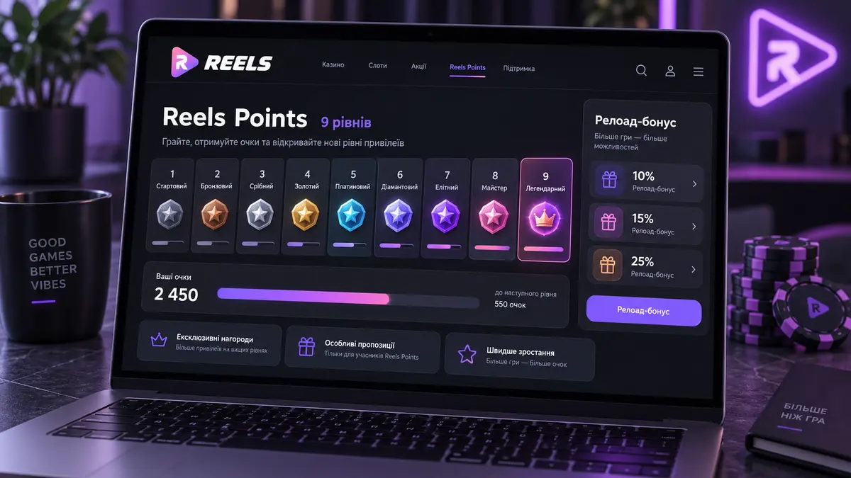 Рівні програми Reels Points і релоад-бонуси